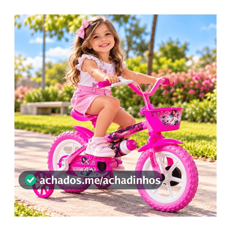 Bicicleta Infantil Aro 12 Rodinhas Cestinha e Rodinha Segura Resistente para Crianças