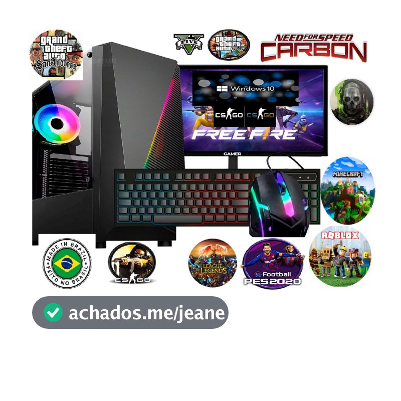 PC CPU Gamer Completo intel Core i5 16g, VIDEO grafic 1g SSD 480G, Monitor 19 roda cs LOL Roblox gta