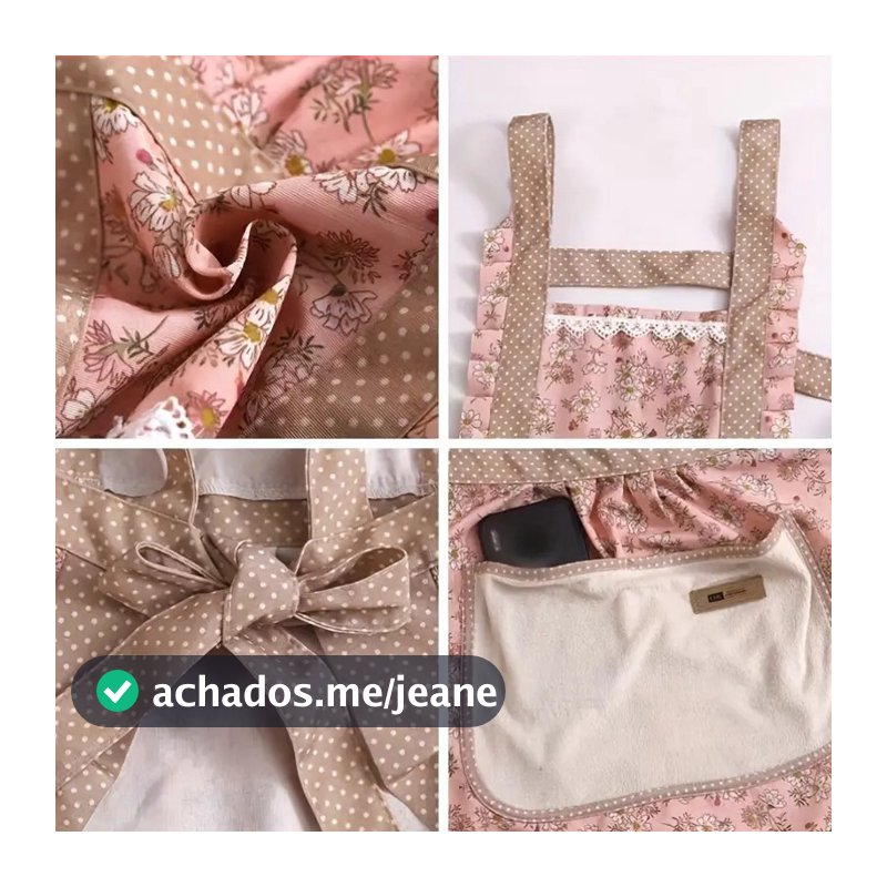 Avental De Princesa Em Renda Floral Com Um Bolso Para Toalhas De Mão À Prova D'água E Resistente Ao Oleo