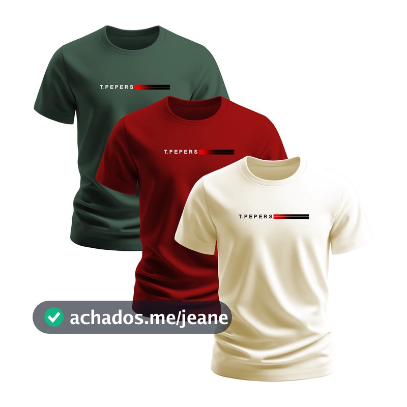 Kit Com 3 Camisetas Algodao  Masculina Top Original Camisa