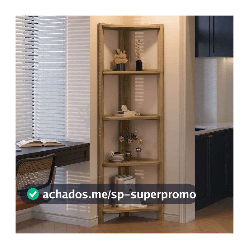 Estante De Canto De Madeira Maciça Pinus Zoe Organizadora Livreiro Com 5 Prateleiras Resistente