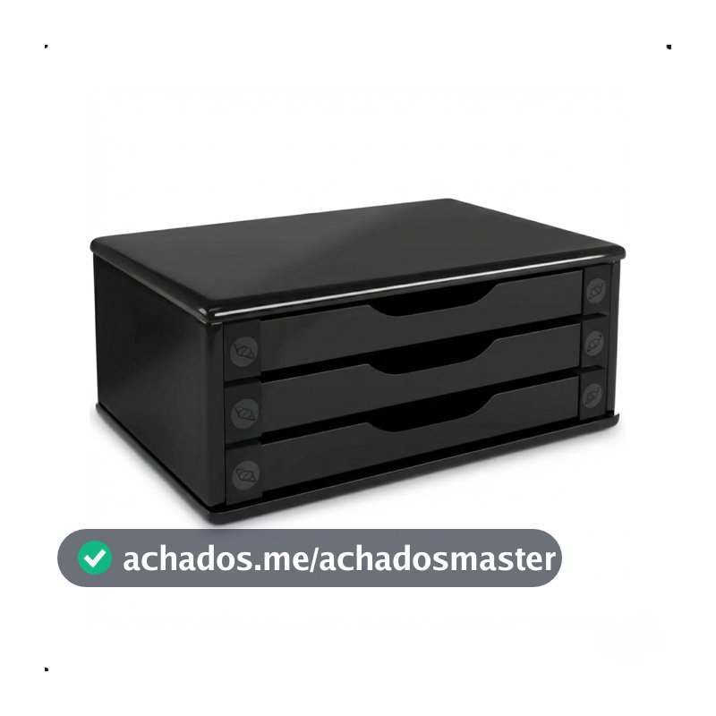 Suporte Para Monitor De Mesa Madeira MDF 3 Gavetas Black Piano Souza Escritório Ergonômico