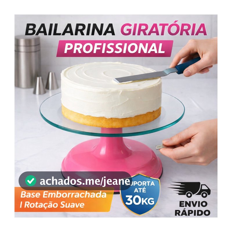 Bailarina Prato Giratória Profissional Base De Vidro Para Decorar Bolos Confeitaria