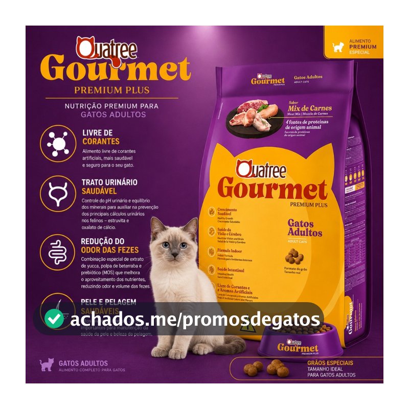 Ração Gato Adulto  10.1KG Quatree Gourmet Sabor Mix de Carnes