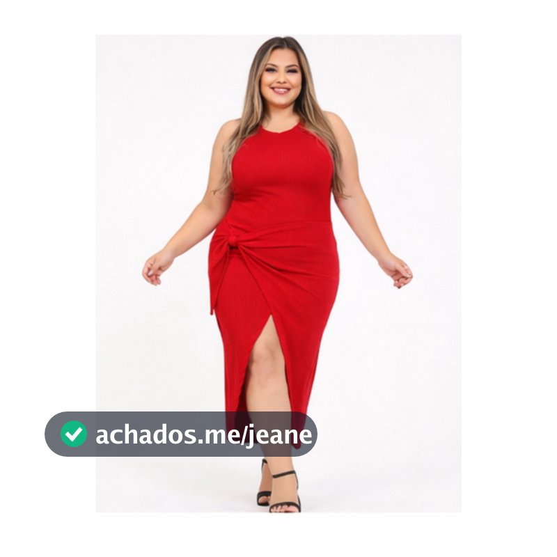 Vestido Plus Size Midi Ajustável Com Amarração Lateral E Fenda Moderna Canelado