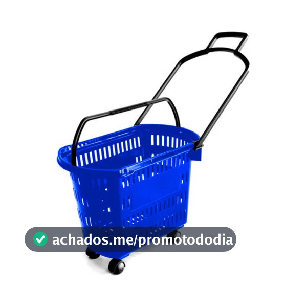 5 Carrinho Cesta Compras C/ Rodinhas + Alças Mercado Lojas Varejo Cestinha Cestas Vazada Plástico