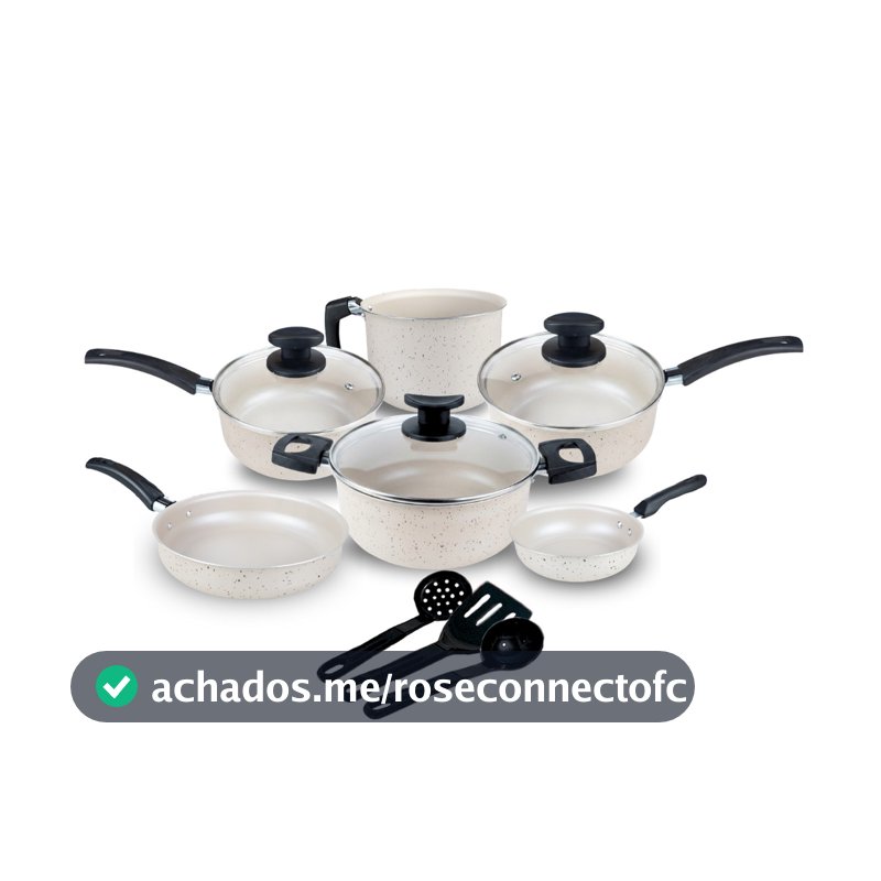 Jogo de Panelas Elegance Antiaderente Teflon 9 Peças Tampa Vidro