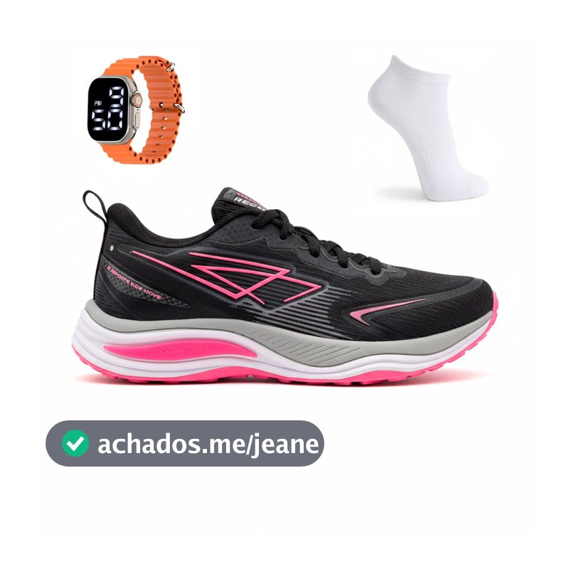 Kit Tênis Feminino Esportivo Caminhada Treino Academia Corrida Repplay  + Meia e Relogio