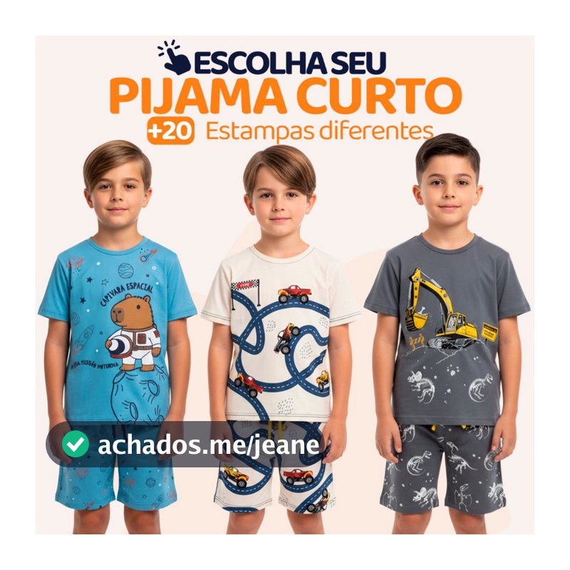 Pijama Curto Menino Infantil Confortável Estampado Roupa de Dormir Pijama Verão Infantil para Menino do 1 ao 10 l06