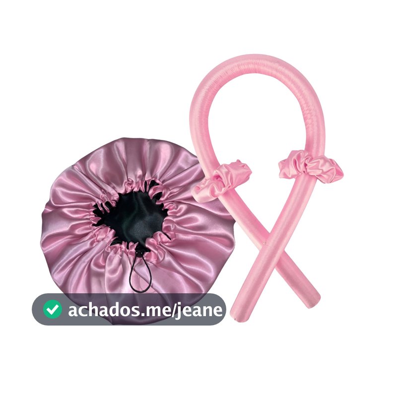 KIT TOUCA DE CETIM DUPLA FACE+MODELADOR DE CACHOS