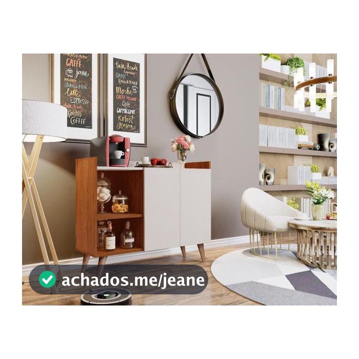 Aparador Buffet Cantinho Café Decoração Sala Jantar Estar Cozinha 2 Portas Prateleira Organizadora
