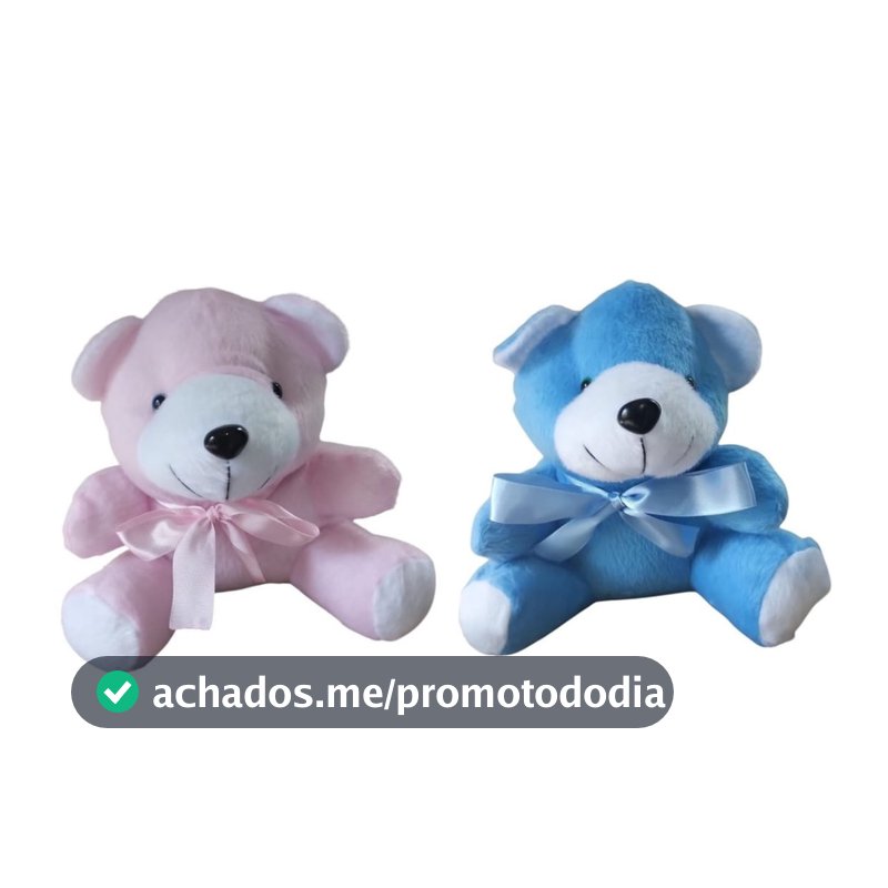 Kit com 2 ursos de pelúcia - Rosa e azul - 20 cm