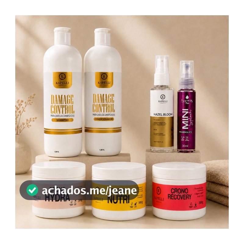 Combo Profissional Cabelos Danificados 7x1 - Shampoo, condicionador, Óleo reparador, Cronograma capilar e body splash!