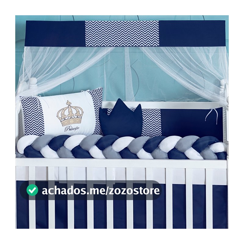 Kit Berço Completo 7 Peças Safari Urso Nuvem Coroa Slim | Enxoval Menino Padrão Americano Premium