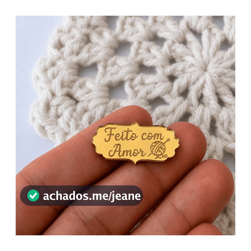 50 Etiqueta Moldurinha Personalizada/acrílico Feito Com Amor Crochê