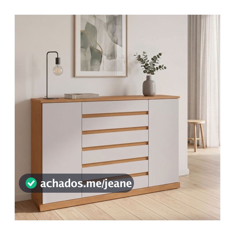 Comoda Vedra 7 Gavetas 2 Portas Amendoa Clean/Off White