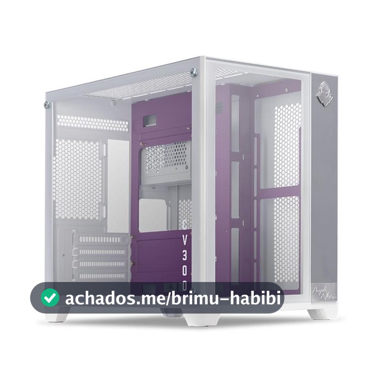 Gabinete Gamer Mancer CV300 Purple Edition, Mid-Tower, Lateral de Vidro,Branco e Roxo,MCR-CV300-PEWH