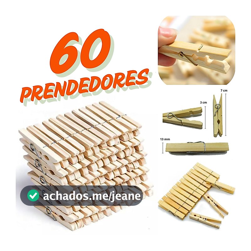KIT Pregador de Roupa Madeira Reforçado – 12/24/36/48/60 Unidades – Alta Qualidade