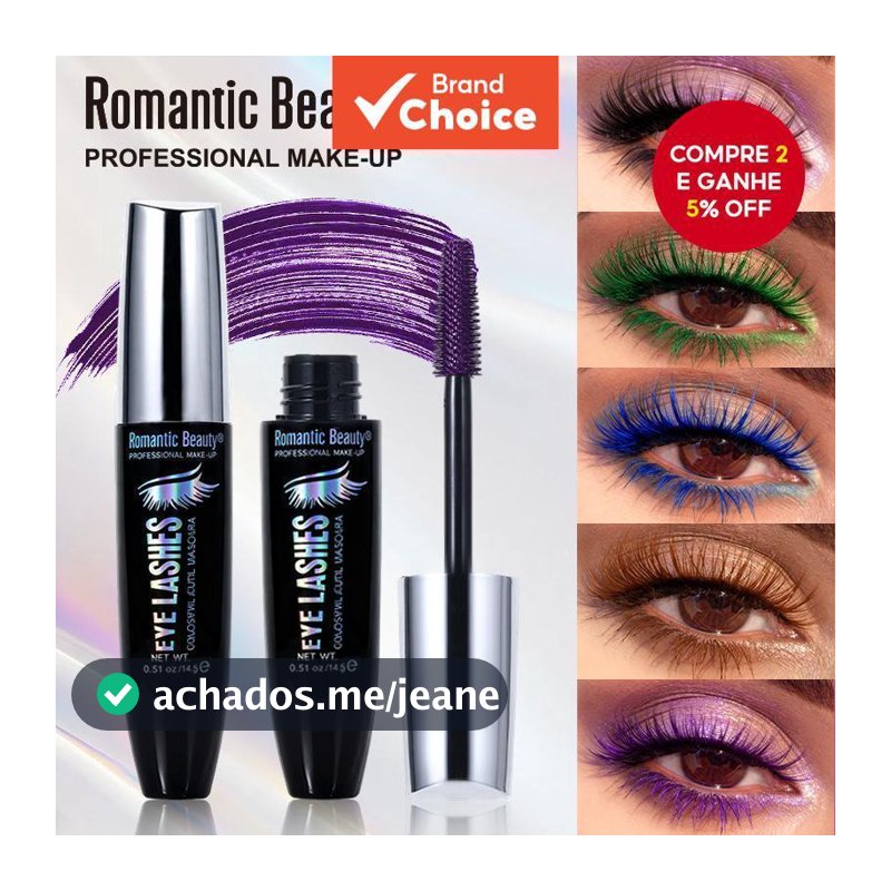 Maquiagem de Rímel Colorida Beleza Romântica, À Prova D’água, Volume, Curvatura e Alongamento de Cílios, Cosmético para