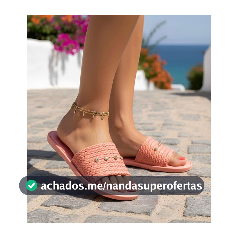 Rasteira feminina chinelo Slide Strass