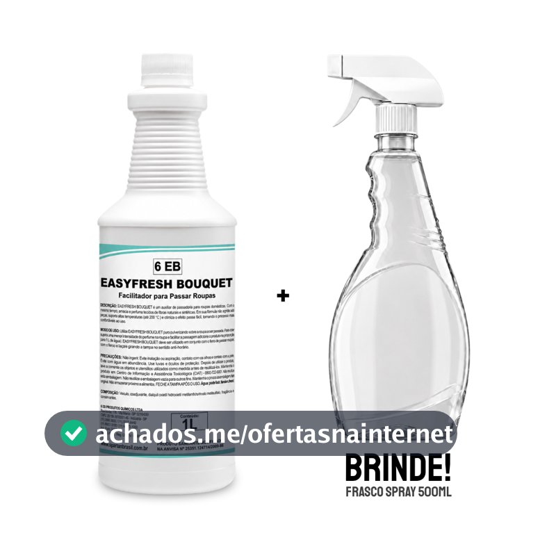 Cheiro de Rica Easyfresh Bouquet 1L Faz 10L Facilitador Passar Roupas Cheiro de Hotel + Frasco Borrifador 500ml