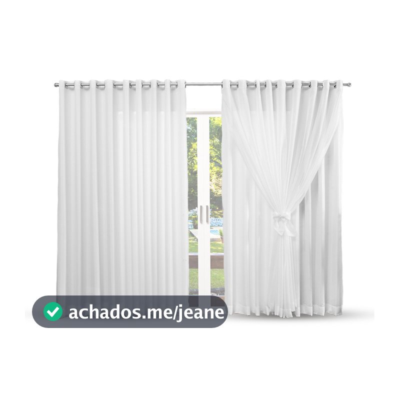 Cortina Microfibra com Voil - Decoração p/ Sala ou Quarto apartamento ilhós cromado porta grande