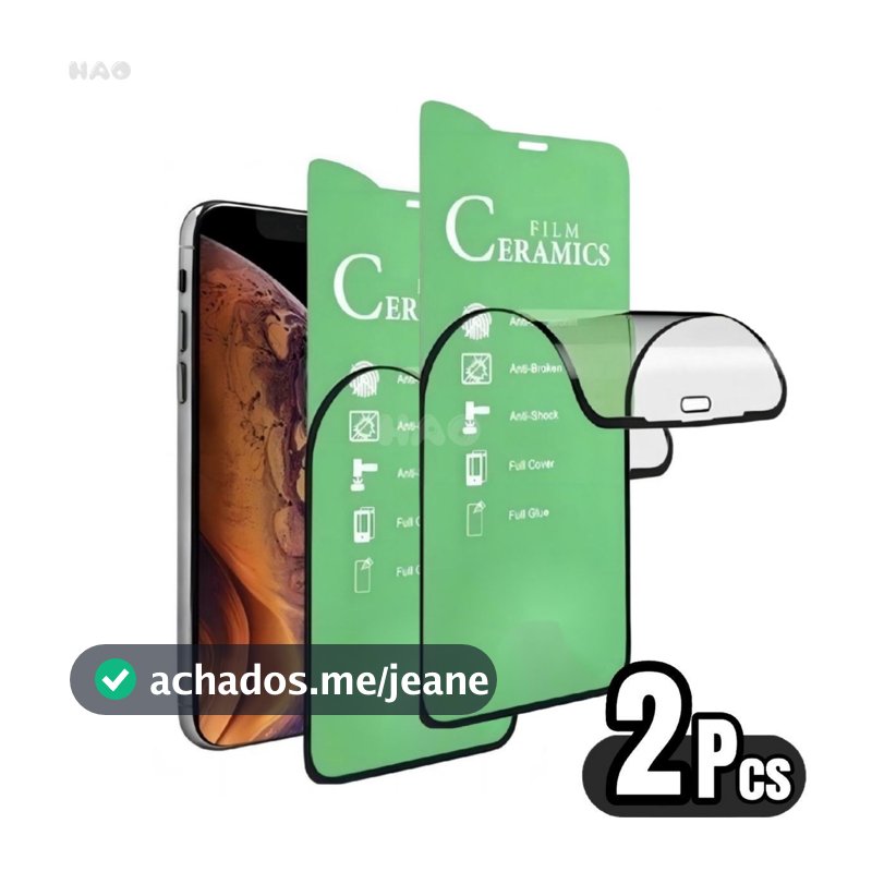 Kit 2 Película De Cerâmica 3D/9D Pelicula Pra IPhone Apple 7 8 Plus Xr 11 12 13 14 15 16 17 Pro Max
