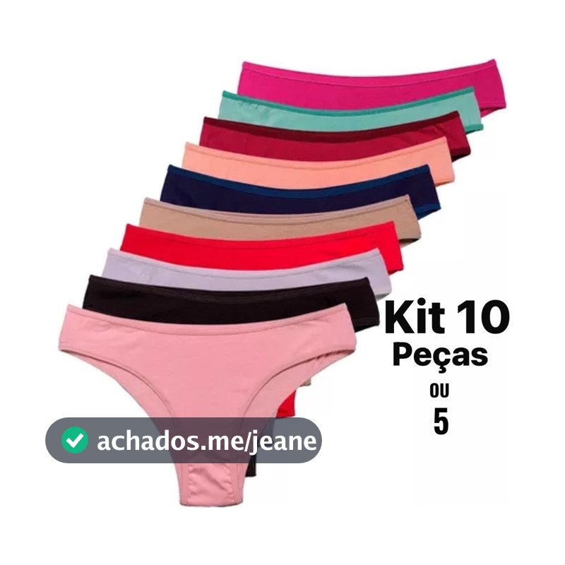 Kit Calcinhas De Algodão Conforto100%Algodão Tanga Biquini