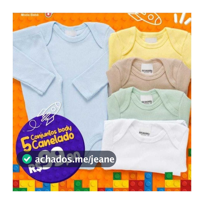 Kit 5 Conj Body e Calça Bebê Pagão canelado Longo 100% Algodão