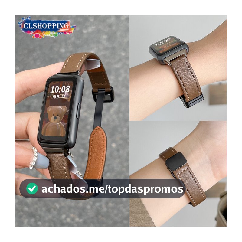 Pulseira De Couro Para Huawei band 10 9 8 NFC Magnética Banda 7 Relógio Ajuste 3 Smartwatch Esporte Cinto Mulher Homem