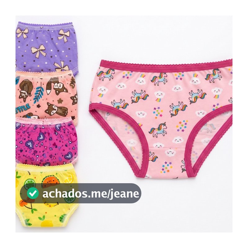 Kit com 12 Calcinhas Tanga Infantil Menina