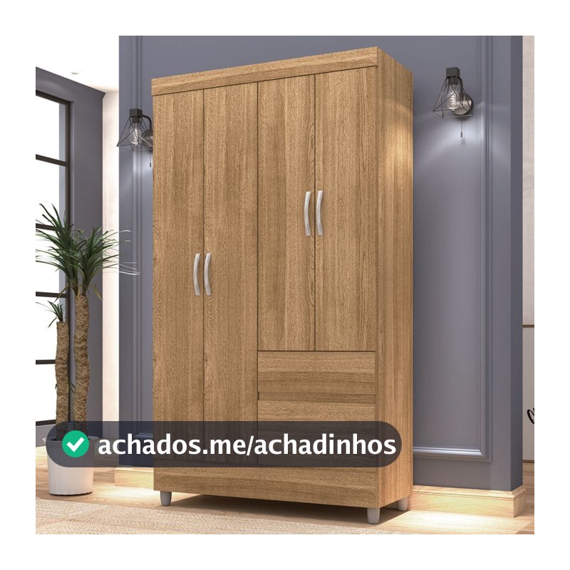 Guarda-Roupa Solteiro San Diego 4 Portas 2 Gavetas