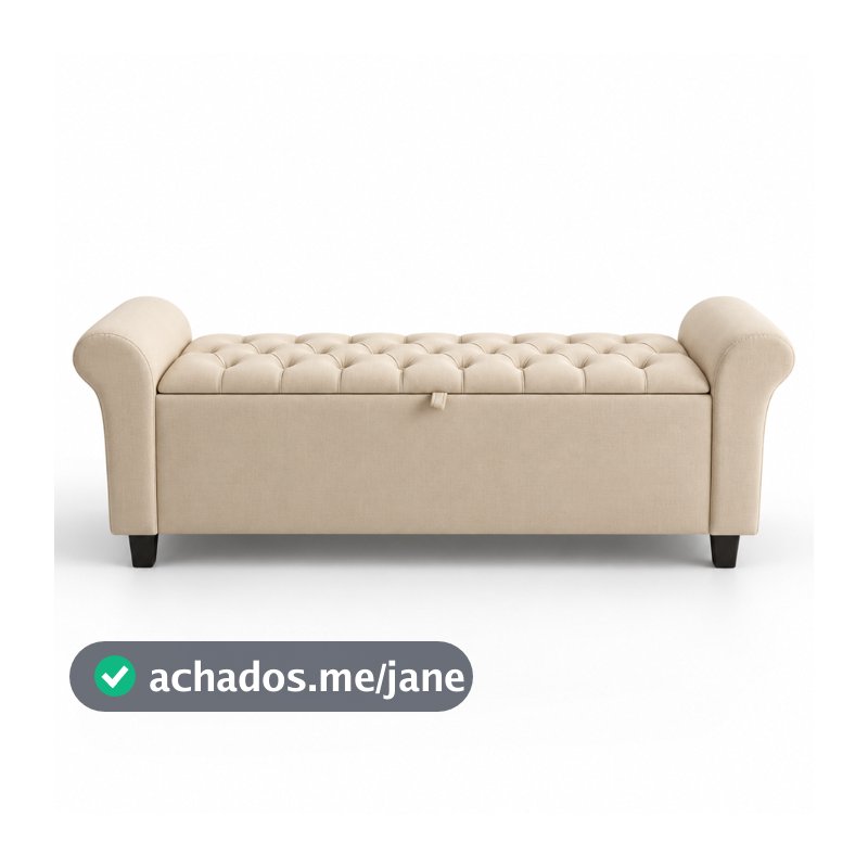 Baú Recamier Divã Paris Capitonê 150cm Para Cama Queen Tecido Suede Estrutura em Madeira  - AV