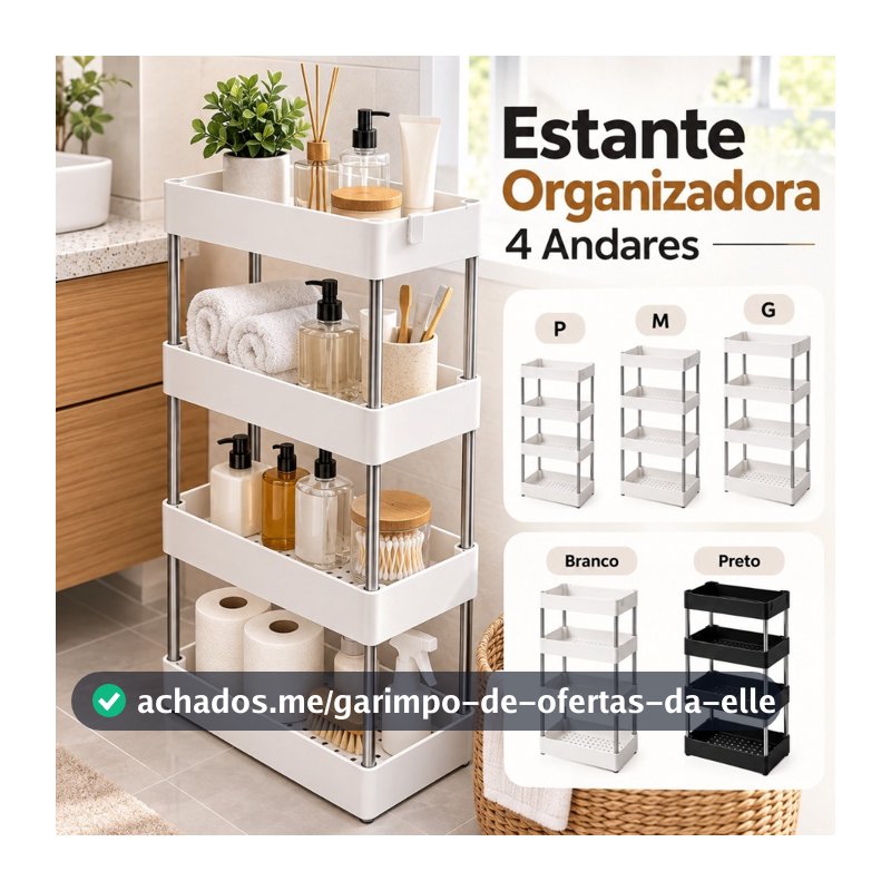 Estante Prateleira Multiuso 4 Níveis Organizador Vertical para Cozinha Banheiro e Escritório
