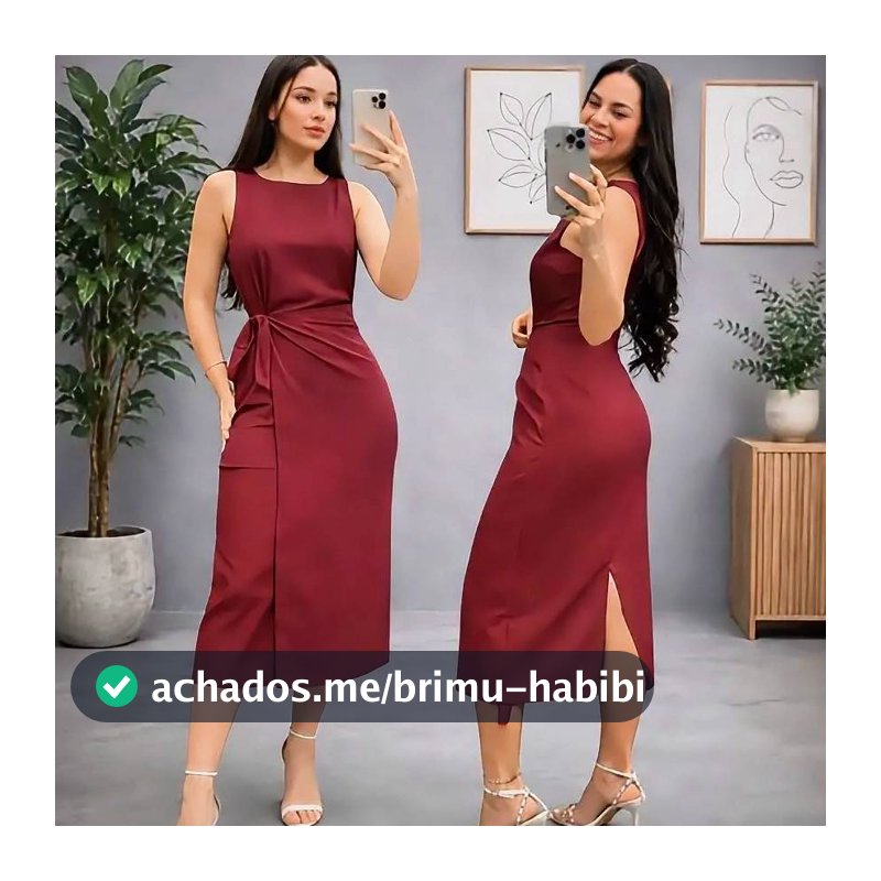 Vestido Feminino Alfaiataria Midi com Amarração Lateral Elegante