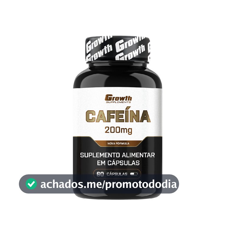 Cafeína 200mg (60 Caps) Termogênico Growth Supplements Sem Sabor