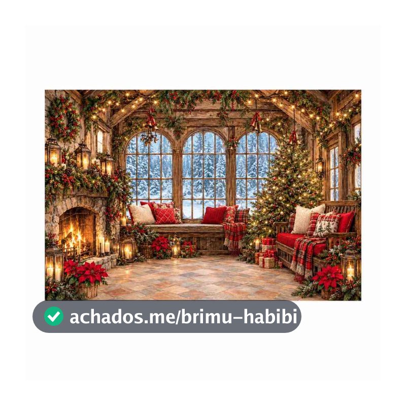 Painel Fundo de decoração tema Natal Em Tecido 2,20x1,70m
