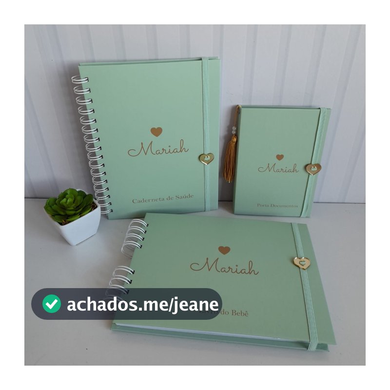 Kit Maternidade Personalizado 3 Peças | Livro do Bebê, Caderneta de Saúde e Porta Documentos
