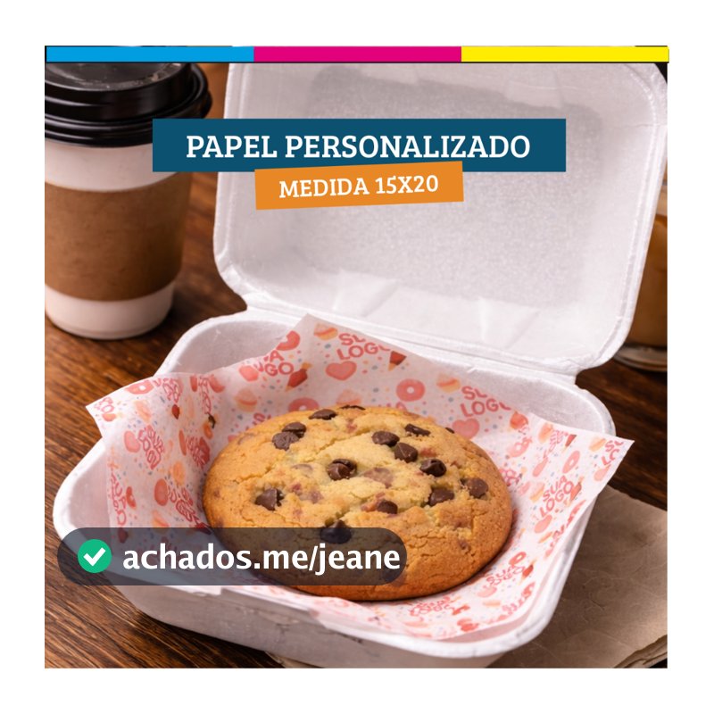Papel para cookie personalizado com logo 20x15cm