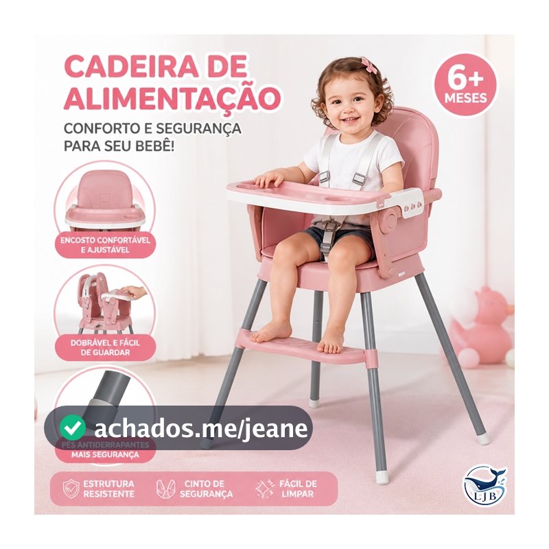 Cadeira de Alimentação Infantil Portátil 3 em 1 Dobrável Bandeja Ajustável 25kg Super Fácil Limpar Cresce com Bebê CY01