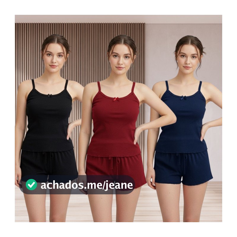 Kit 2 Pijamas Feminino Baby Doll Virginia Blogueirinha Atacado Malha Fria Suede