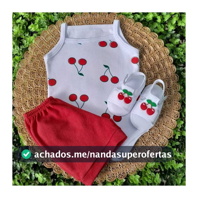Conjunto Sandália Com Body E Short Bebe Menina Mesversário Estampado Verão 100% Suedine