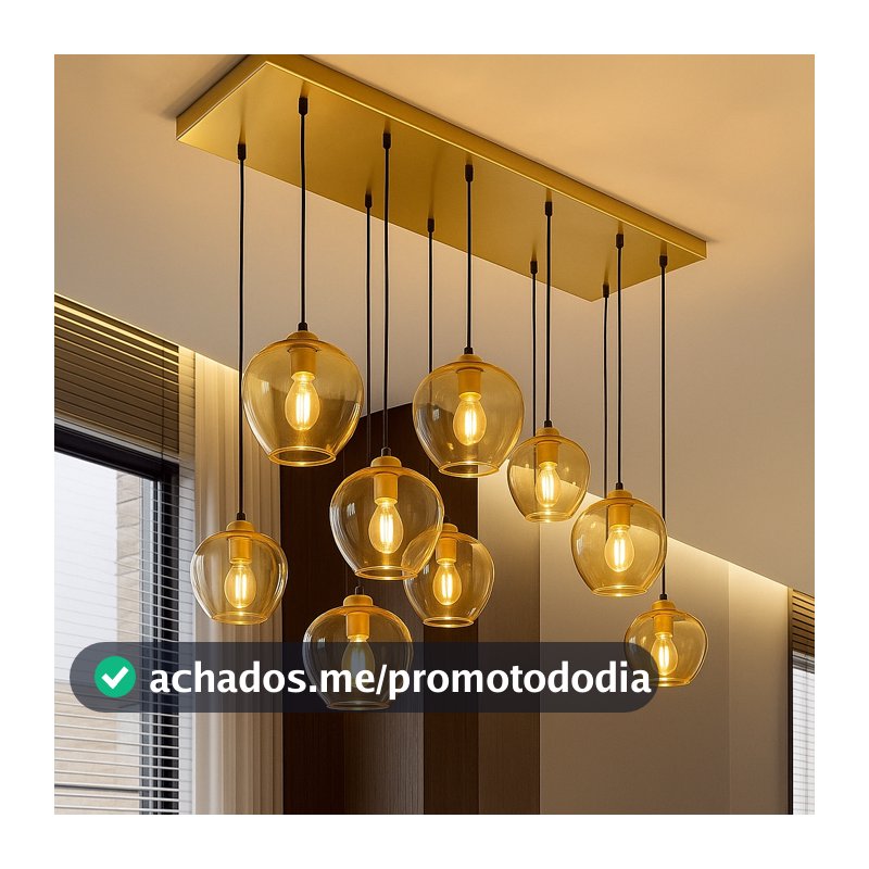 Lustre Pendente Luar Moderno Base 20x70 Sala Jantar V Cores estrutura dourado bivolt