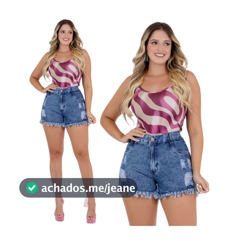Short Jeans Feminino Detonado com Barra Desfiada,Estilo Delas Jeans