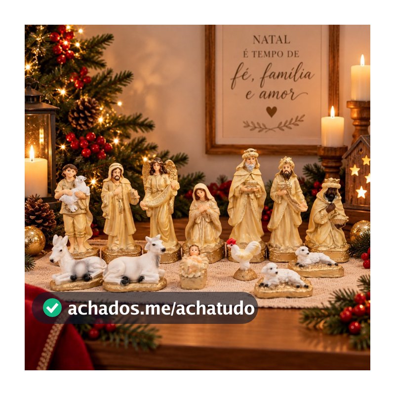 Presépio de Natal Completo 13 Peças 15cm Gesso Resinado com Detalhes Realistas e Alta Durabilidade