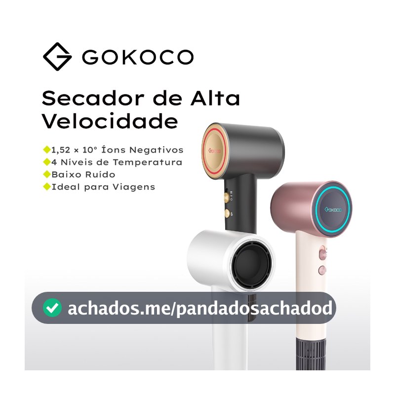 GOKOCO Mini Secador de íons negativos Cabelode Alta Velocidade Secador de Cabelo Portátil Baixo Ruído Secagem rápida