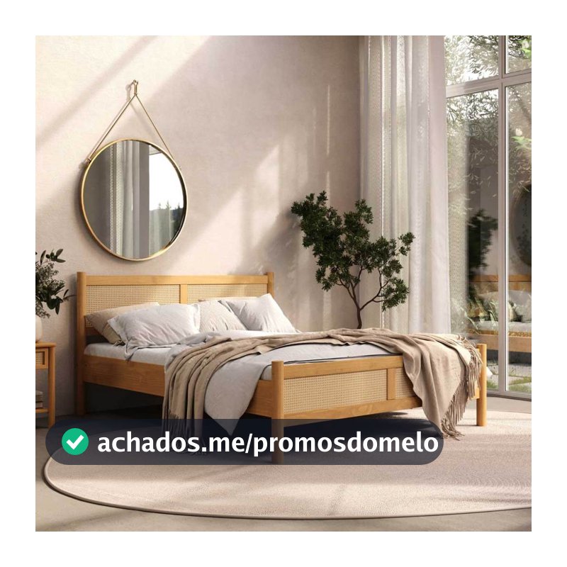 Cama Queen Rattan Madeira Maciça 200 x 160 cm Freijó Cefira
