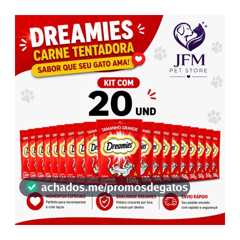 DREAMIES 150g  Petisco para gato sabor Carne KIT 20 UND