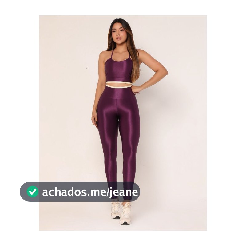 Conjunto Fitness em Canelado Poliamida Calça Legging e Top Feminino Academia