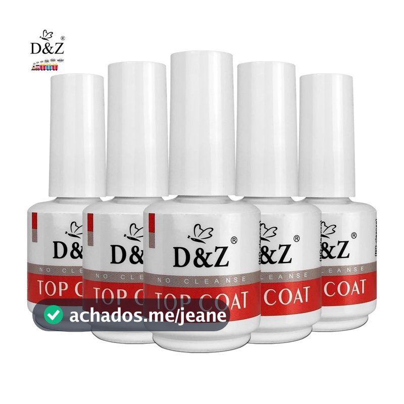 Kit 5,4,3,2 Top Coat D&Z Unhas em Gel Porcelana Acrigel Fibra de Vidro Finalizador de Unha